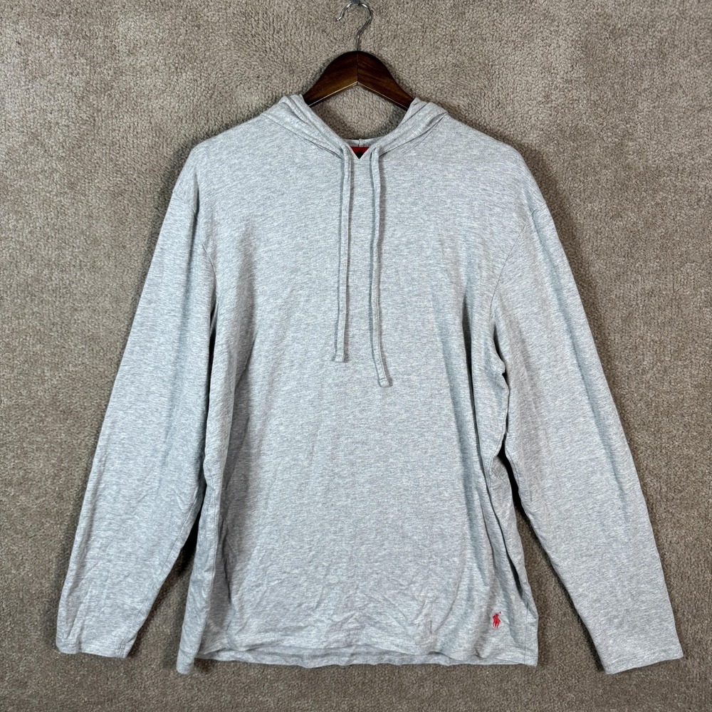 Polo Ralph Lauren Hoodie Mens Large Gray Pima Cotton Modal Pullover‎ Jersey